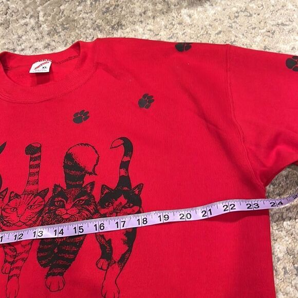 vtg jerzees cat print front and back sweatshirt size XL made in USA Like new - Picture 6 of 8
